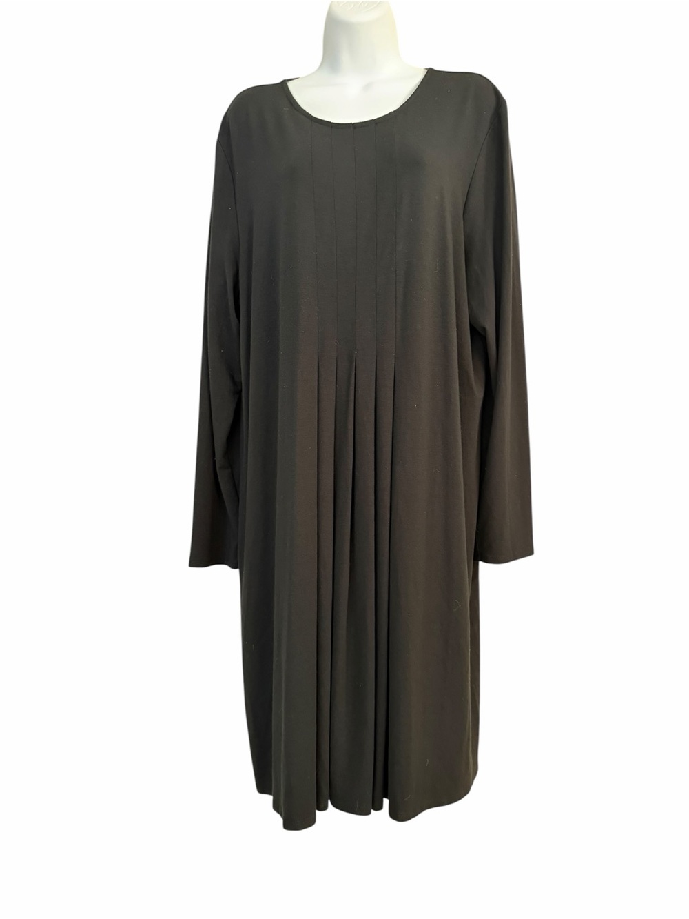 J. Jill Wearever Collection Black Pleated Dress Size XL Ponte Jersey Knit Shift